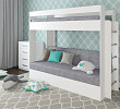 Кровать двухъярусная с диваном "Лаворо" (Белый/Белый/Рогожка Savana Plus Ash (AT)) D
