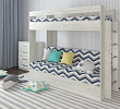 Кровать двухъярусная с диваном "Лаворо" (Сосна винтерберг/Lokky Blue (AT)) D