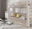 Кровать двухъярусная с диваном "Лаворо" (Анкор белый/Бетон пайн экзотик/Рогожка Savana Plus Mocca (AT)) D