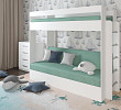 Кровать двухъярусная с диваном "Лаворо" (Белый/Велюр Antonio Mint (AT)) D