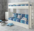 Кровать двухъярусная с диваном "Лаворо" (Сосна винтерберг/Принт Savage Ocean (AT)) D