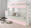 Кровать двухъярусная с диваном "Лаворо" (Белый/Розовый кварц/Рогожка Bahama Plus Bone (AT)) D