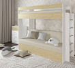 Кровать двухъярусная с диваном "Лаворо" (Белый/Пикард/Рогожка Bahama Plus Sand (AT)) D