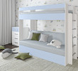 Кровать двухъярусная с диваном "Лаворо" (Белый/Серенити/Рогожка Bahama Plus Linen (AT)) D