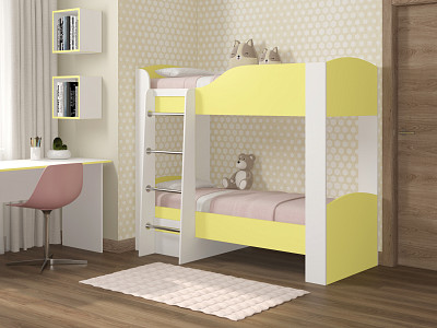 Кровать двухъярусная color "Лаворо" (Белый/Лимонный) D_L2 - 1