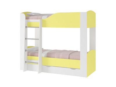 Кровать двухъярусная с ящиком color "Лаворо" (Белый/Лимонный) D_L2/L - 1
