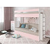Кровать двухъярусная с диваном "Лаворо" (Белый/Розовый кварц/Рогожка Savana Plus Ivory (AT)) D