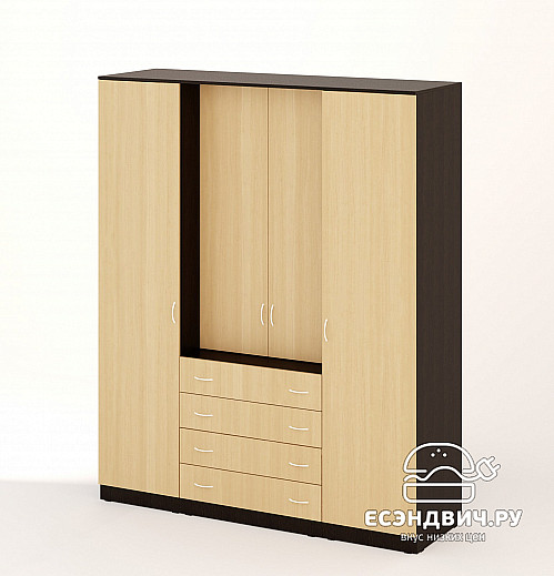 Шкаф со встроенным комодом "Рики" (Венге/Бел.дуб) EsandwichШК-13