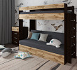 Кровать двухъярусная с диваном "Лаворо" (Венге/Дуб вотан/Рогожка Savana Grey (AT)) D