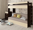 Кровать двухъярусная с диваном "Лаворо" (Венге/Выбеленный дуб/Рогожка Savana Plus Mocca (AT)) D