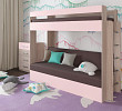 Кровать двухъярусная с диваном "Лаворо" (Анкор светлый/Розовый кварц/Велюр Vital Java (AT)) D