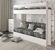 Кровать двухъярусная с диваном "Лаворо" (Анкор белый/Принт Central Vision (AT)) D
