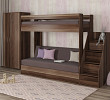 Кровать двухъярусная с диваном и лестницей-комодом "Лаворо" (Слива валлис/Велюр Vital Java (AT)) D_B3