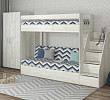 Кровать двухъярусная с диваном и лестницей-комодом "Лаворо" (Сосна винтерберг/Lokky Blue (AT)) D_B3