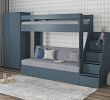 Кровать двухъярусная с диваном и лестницей-комодом "Лаворо" (Маренго/Рогожка Savana Plus Ash (AT)) D_B3