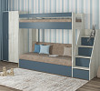 Кровать двухъярусная с диваном и лестницей-комодом "Лаворо" (Сосна винтерберг/Маренго/Велюр Dakota Cocoa (AT)) D_B3