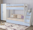 Кровать двухъярусная с диваном и лестницей-комодом "Лаворо" (Белый/Серенити/Savana Plus Ivory) D_B3