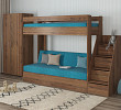 Кровать двухъярусная с диваном и лестницей-комодом "Лаворо" (Дуб Аризона/Дуб Аризона/Savana Plus Lagoon) D_B3