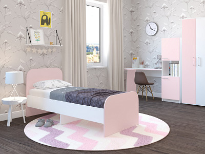 Кровать 800 "Лаворо" (Белый/Розовый кварц) D_Isl - 1