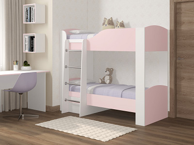 Кровать двухъярусная color "Лаворо" (Белый/Розовый кварц) D_L2 - 1