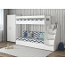 Кровать двухъярусная с диваном и лестницей-комодом "Лаворо" (Белый/Lokky Blue (AT)) D_B3
