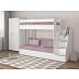 Кровать двухъярусная с диваном и лестницей-комодом "Лаворо" (Белый/Рогожка Savana Plus Dimrose (AT)) D_B3