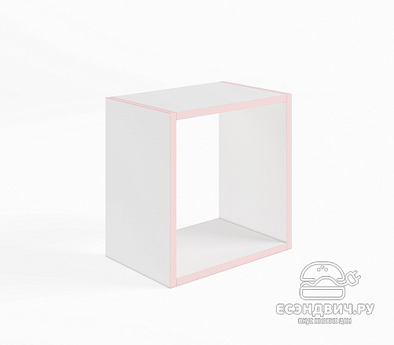 Полка навесная квадро "Лаворо" (Белый/Розовый кварц) D_Fh