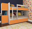 Кровать двухъярусная с ящиками "Лаворо" (Ясень-шимо светлый/Оранж) EsandwichTiAS