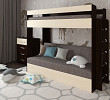 Кровать двухъярусная с диваном "Лаворо" (Венге/Выбеленный Дуб/Рогожка Savana Latte (AT)) D