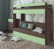 Кровать двухъярусная с диваном "Лаворо" (Ясень анкор темный/Мята/Рогожка Savana Hazel (AT)) D