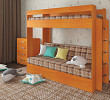 Кровать двухъярусная с диваном "Лаворо" (Орех миланский/Велюр Quadro Beige (AT)) D