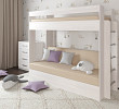 Кровать двухъярусная с диваном "Лаворо" (Анкор белый/Иск. кожа Mercury Cream 225 (AT)) D