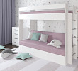 Кровать двухъярусная с диваном "Лаворо" (Белый/Рогожка Bahama Plus Dimrose (AT)) D