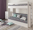 Кровать двухъярусная с диваном "Лаворо" (Ясень-шимо светлый/Принт DP Allegro Wine (AT)) D