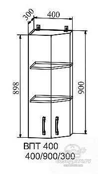 Шкаф высокий торцевой 400 правый "Йорк" (МДФ) (Red) /DSV/Kv/ВПТ400R