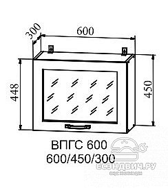 Шкаф высокий 600 верхнее откр. "Йорк" (МДФ soft touch) (Персик/Стекло) /DSV/Kv/ВПГС600
