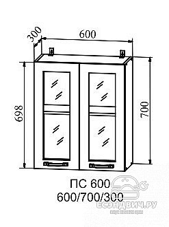 Фасад от Шкаф 600 "Йорк" (МДФ) (Роза/Стекло) /DSV/Kv/ПС600