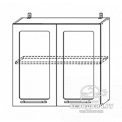 Шкаф 800 "Лорен" (МДФ) (Белый/Стекло) /DSV/Gr/ПС800