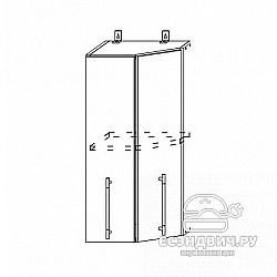 Шкаф торцевой 400 правый "Лорен" (МДФ) (Зелено-Голубой) /DSV/Gr/ПТ400