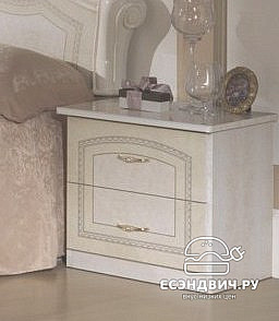 Спальный гарнитур 6 предм. "Женева" (МДФ) (Бежевый глянец/Шелкография/Зеркало) Dm/Ir
