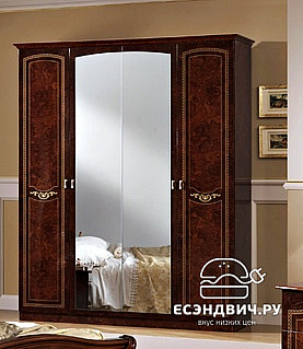 Спальный гарнитур 6 предм. "Женева" (МДФ) (Орех глянец/Шелкография) Dm/Ir
