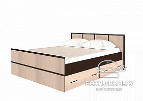 Кровать 1400 с ящиками "Акура" (Венге/Лоредо) EsandwichBTS