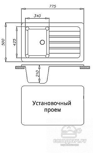 Мойка врезная 77,5х50 Alfa А06 (Песок)/06