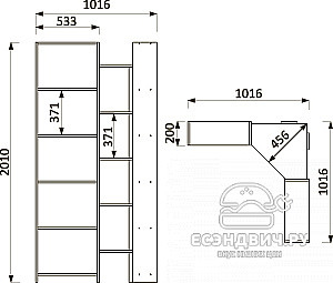 Стеллаж угловой "Коста" (Вишня) EsandwichVITA С-4