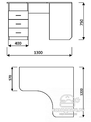 Стол письменный угловой с тумбой "Коста" (МДФ)  (Яблоня/Вишня кальвадос) EsandwichVITA
