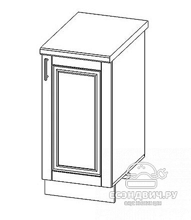 Кухня угловая 3,9х1,6 (универс.угол) "Маэстро" (МДФ) (Крем глянец/Патина/Лак) UgVr