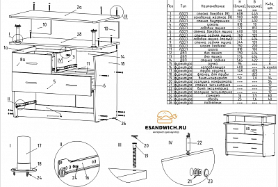 Комод diverso "Рики" (Белёный дуб) EsandwichKМ-10 - 2