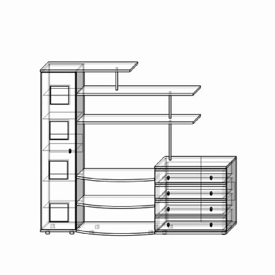 Гостиная 2,1  "Лаворо" (МДФ) (Клен Танзай/Старое Дерево/Стекло) EsandwichAМ-Т2/3 - 2