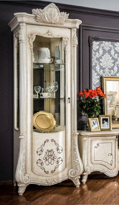 Гостиная 3предм."Джульетта" (МДФ) (Крем Корень глянец/Патина/Стекло) UgMs - 3