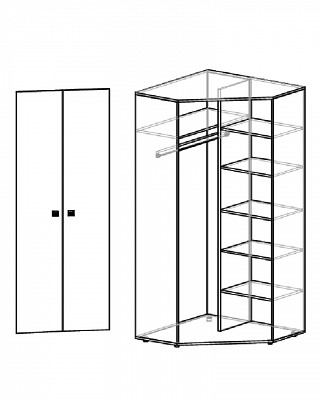 Шкаф угловой "Дженни" (Ясень шимо светлый/Дуб французский) D/J - 2